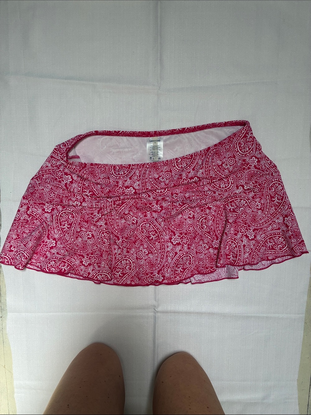 Lands' End Pink Paisley Ruffle Swim Skirt